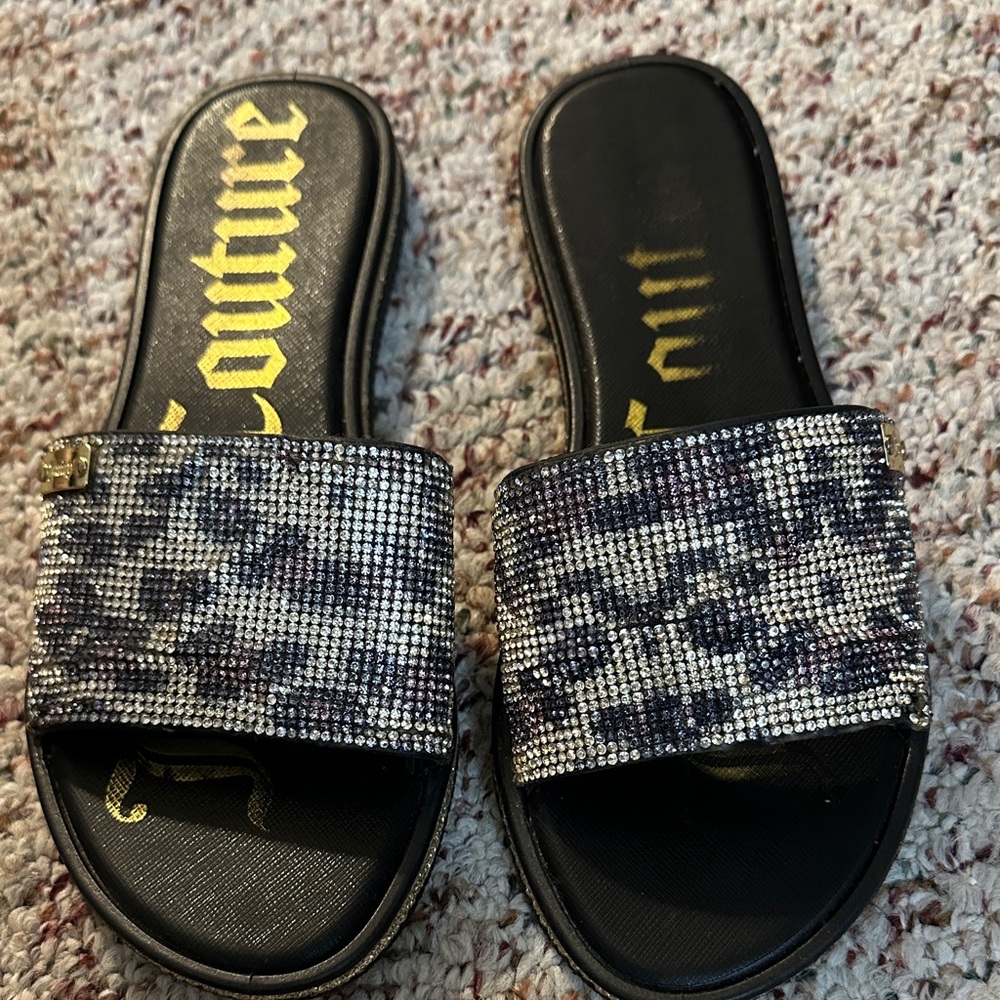 Juicy Couture Black and Silver Embellished Sandals